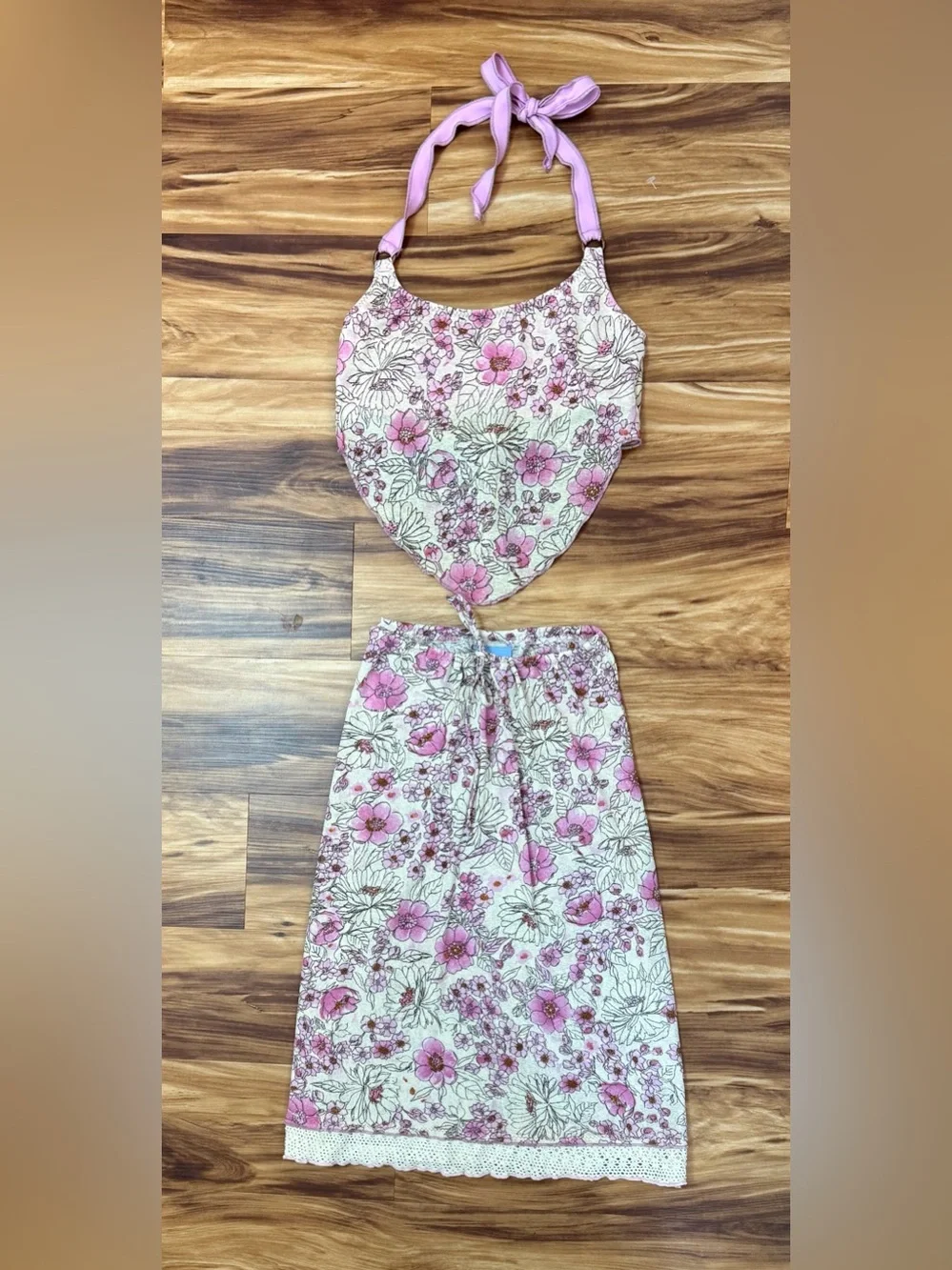 Y2K BECCA 🌺 Floral Halter Swim 2 Piece Set Medium